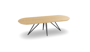 Eiken plat ovale eettafel met dunne ster poot Nijhuis Meubels