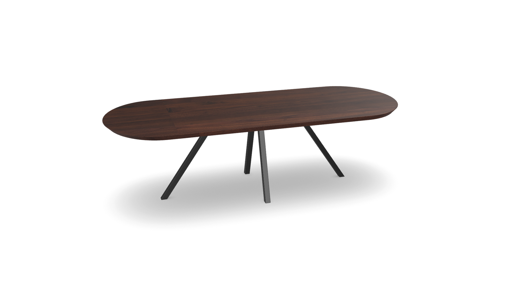 Noten plat ovale eettafel met spinpoot