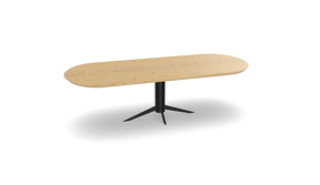 Eiken plat ovale eettafel met kolompoot - spider Nijhuis Meubels