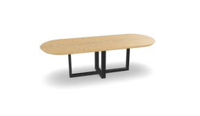 Eiken plat ovale eettafel met dubbele U-poot - recht Nijhuis Meubels