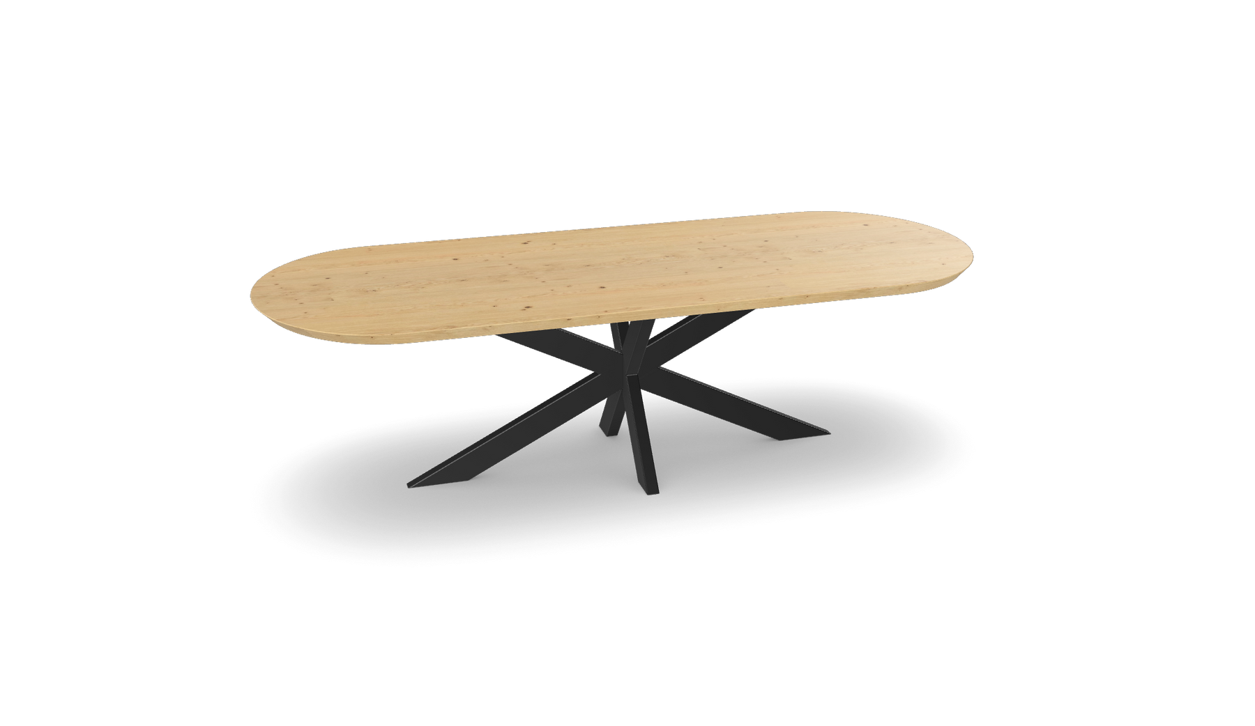 Eiken plat ovale eettafel met matrixpoot - slim