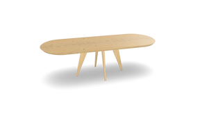 Eiken plat ovale eettafel met Scandinavische poten Nijhuis Meubels