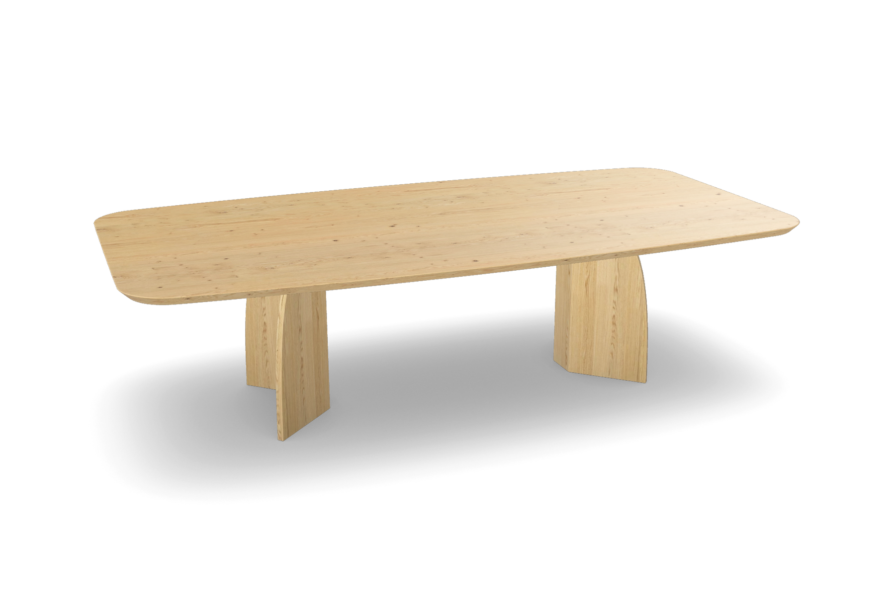 Eiken tonvorm eettafel met houten vlinderpoot