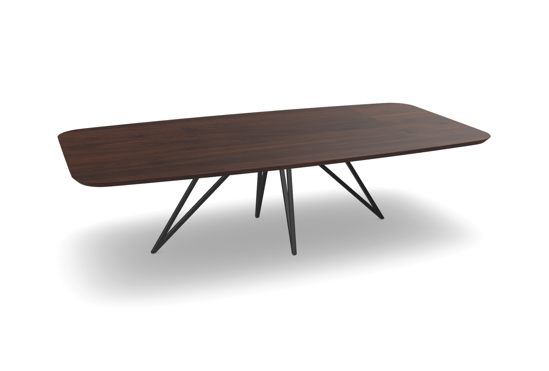 Noten tonvorm eettafel met dunne ster poot