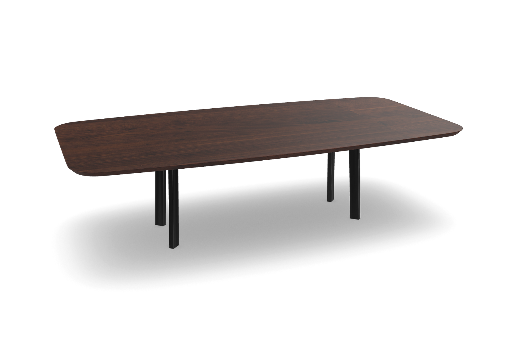 Noten tonvorm eettafel met schuine i-poten