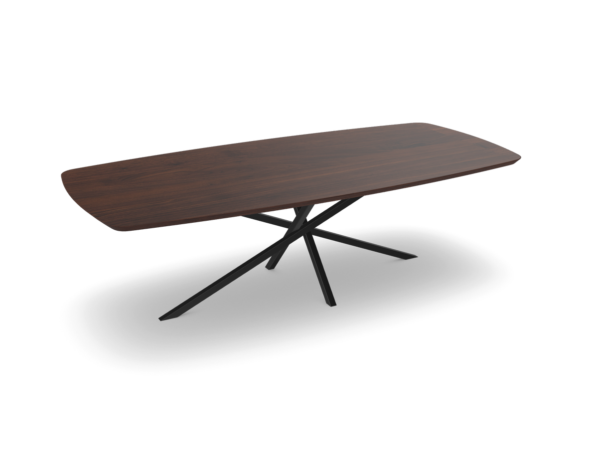 Noten bootvorm eettafel met twist poot