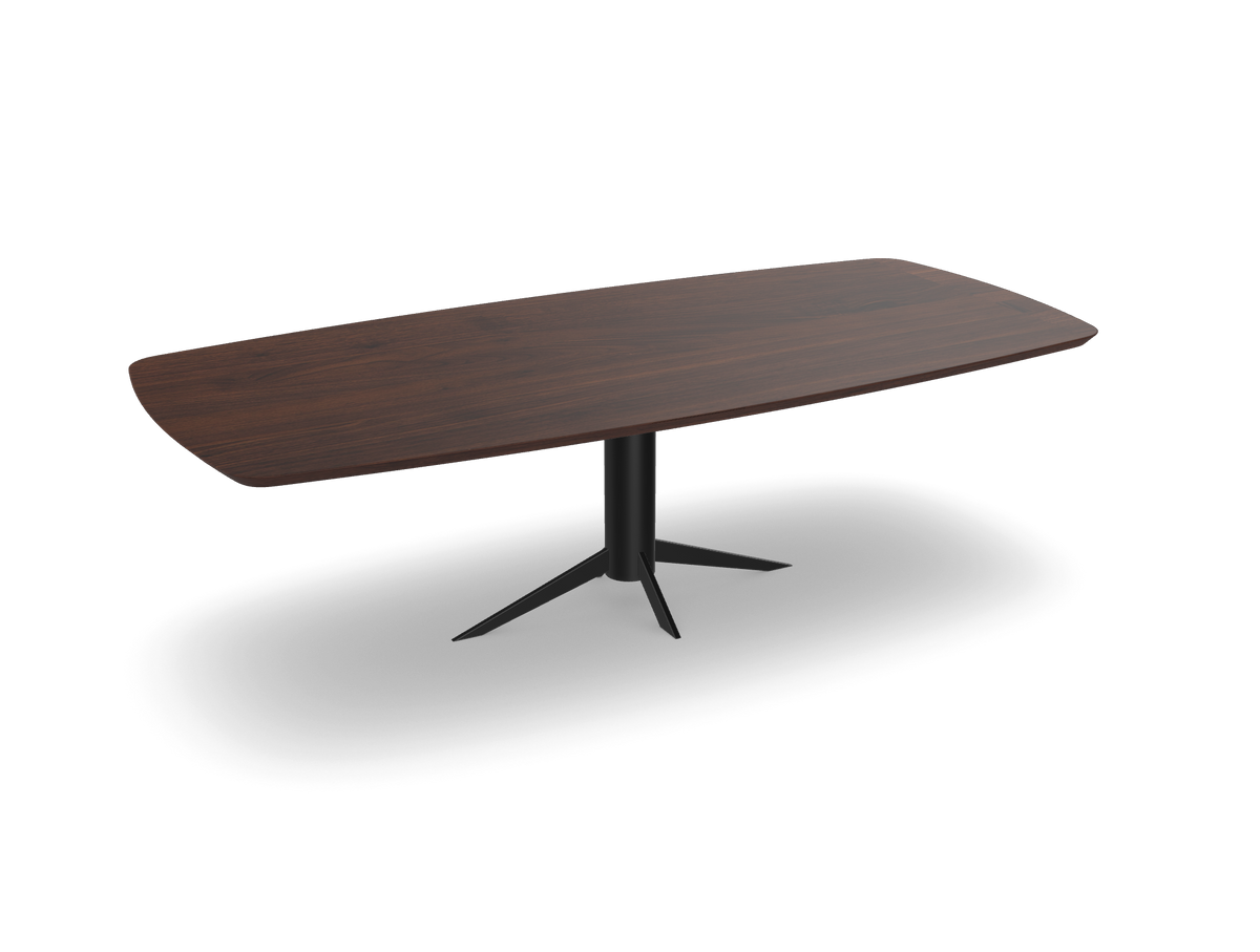 Noten bootvorm eettafel met kolompoot - spider