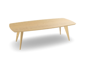Eiken bootvorm eettafel met Scandinavische poten