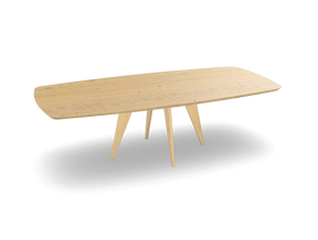 Eiken bootvorm eettafel met Scandinavische poten
