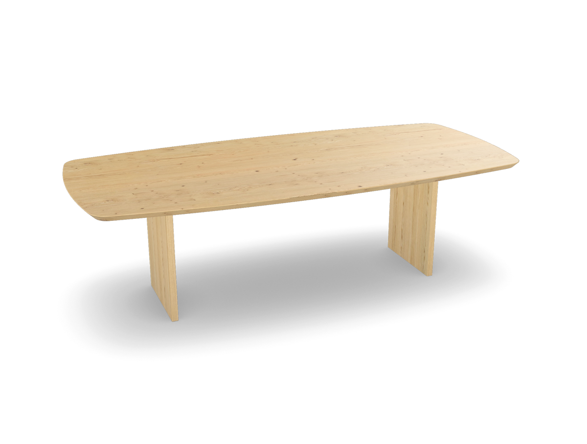 Eiken bootvorm eettafel met paneel poten