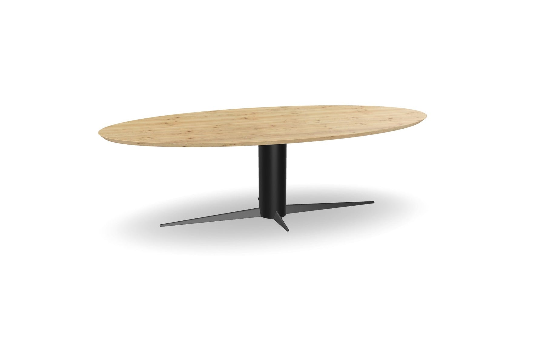 Eiken ovale eettafel met kolompoot - diamant Nijhuis Meubels