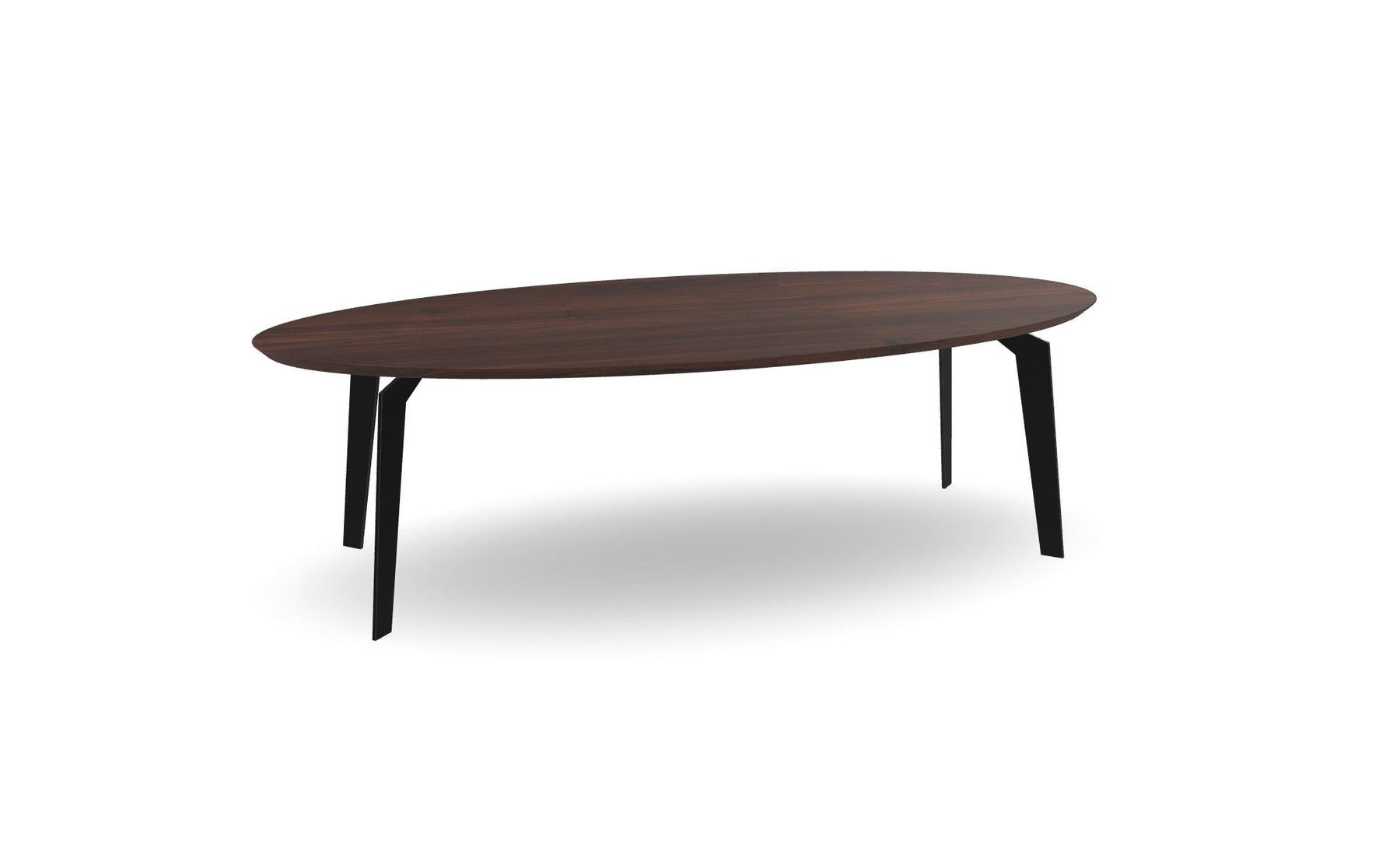 Notenhouten Ovale Eettafel met Quad Poten Nijhuis Meubels