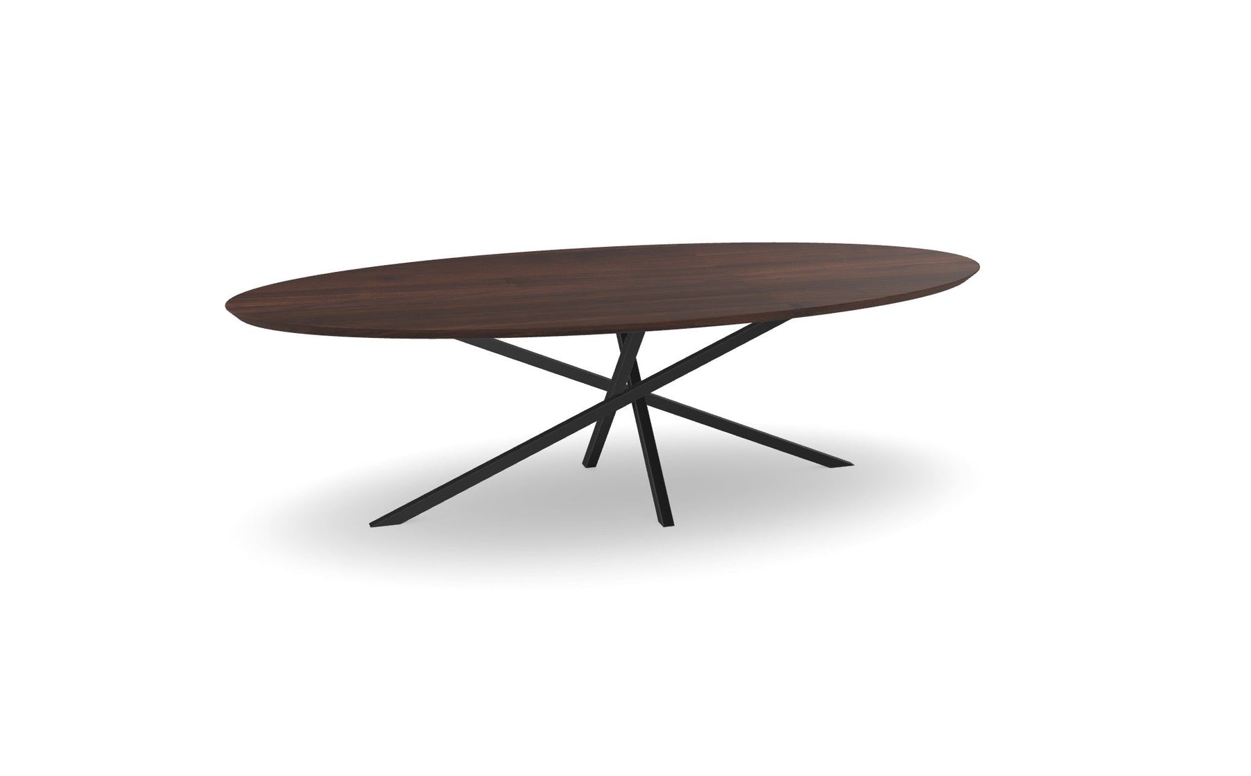 Notenhouten Ovale Eettafel met Twist Poot Nijhuis Meubels