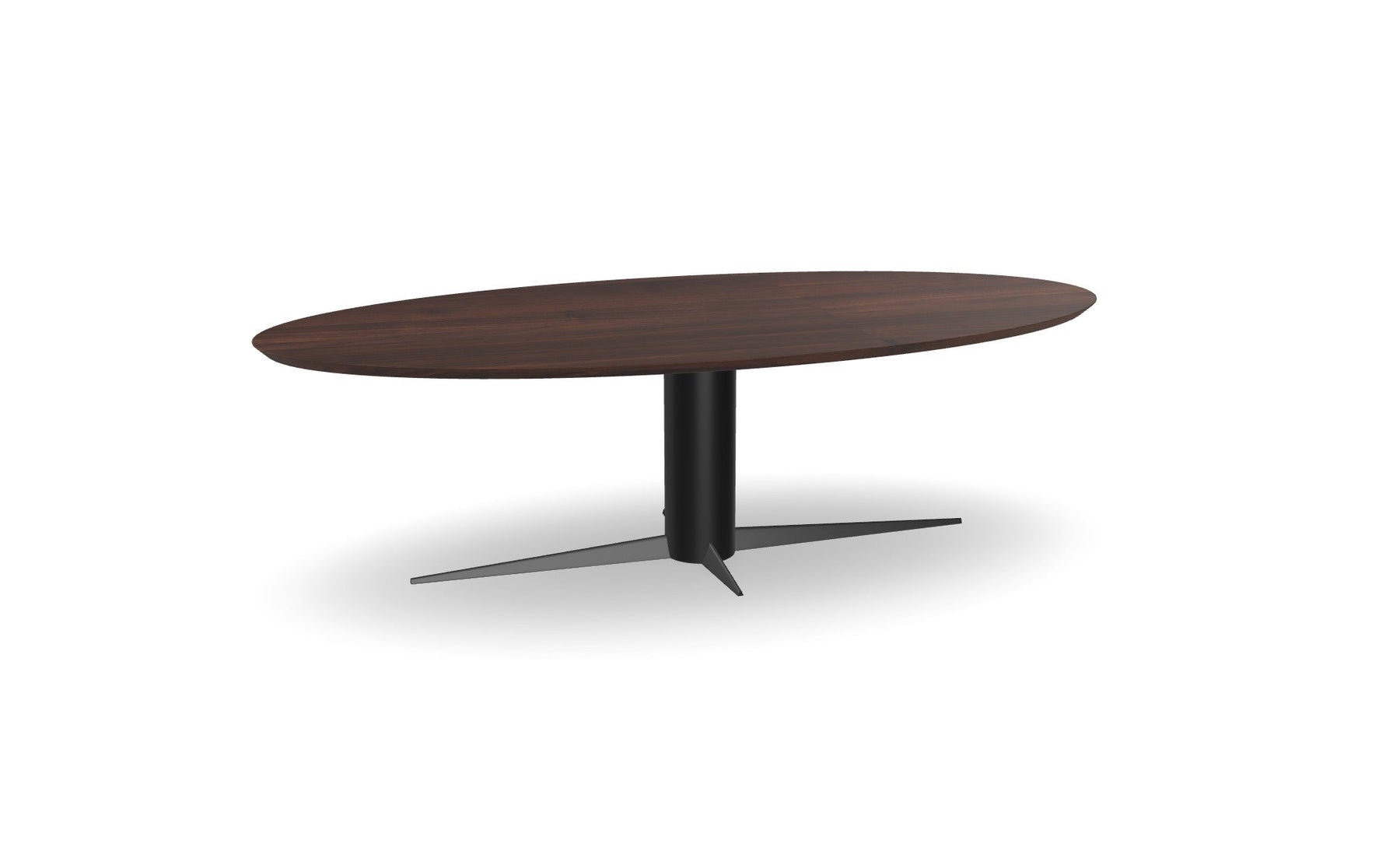 Notenhouten Ovale Eettafel met Kolompoot - Diamant Nijhuis Meubels