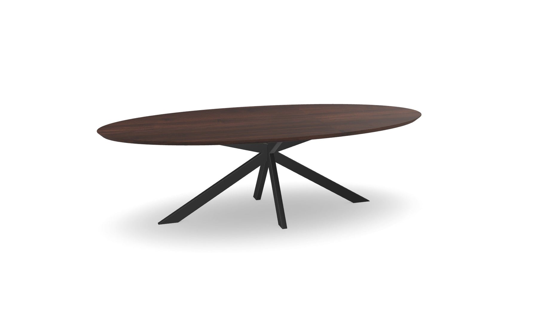 Notenhouten Ovale Eettafel met Matrix Asymmetrisch Nijhuis Meubels