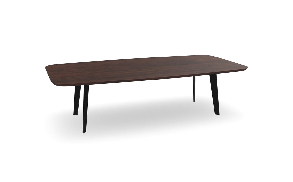 Noten tonvorm eettafel met quad poten Nijhuis Meubels