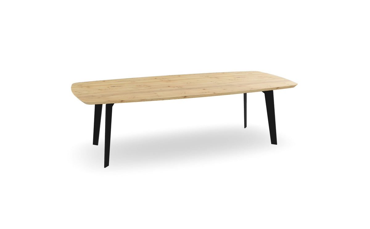 Eiken bootvorm eettafel met quad poten Nijhuis Meubels