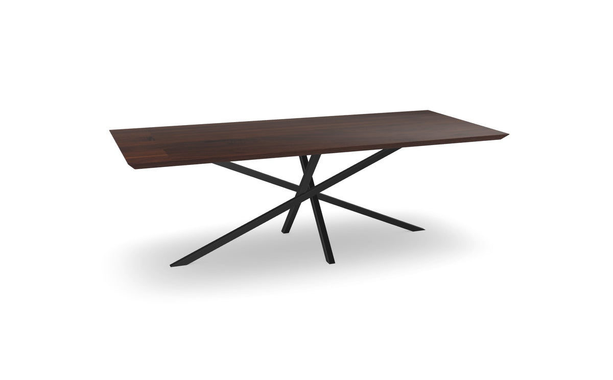 Notenhouten Rechthoekige Eettafel met Twist Poot