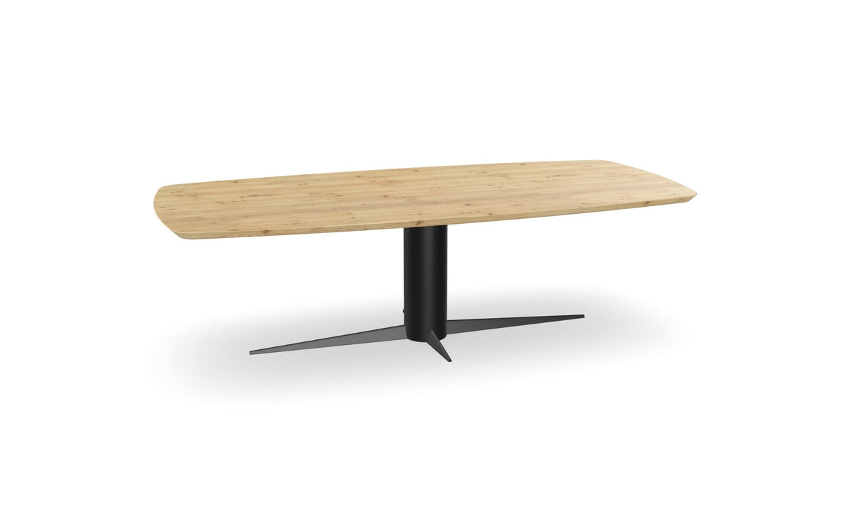 Eiken Deens ovale eettafel met kolompoot - diamant Nijhuis Meubels