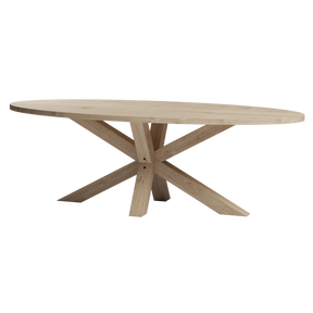 Eiken ovale eettafel met eiken matrixpoot