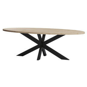 Eiken ovale eettafel met matrixpoot - slank