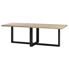 Eiken rechthoekige eettafel met dubbele U-poot - recht
