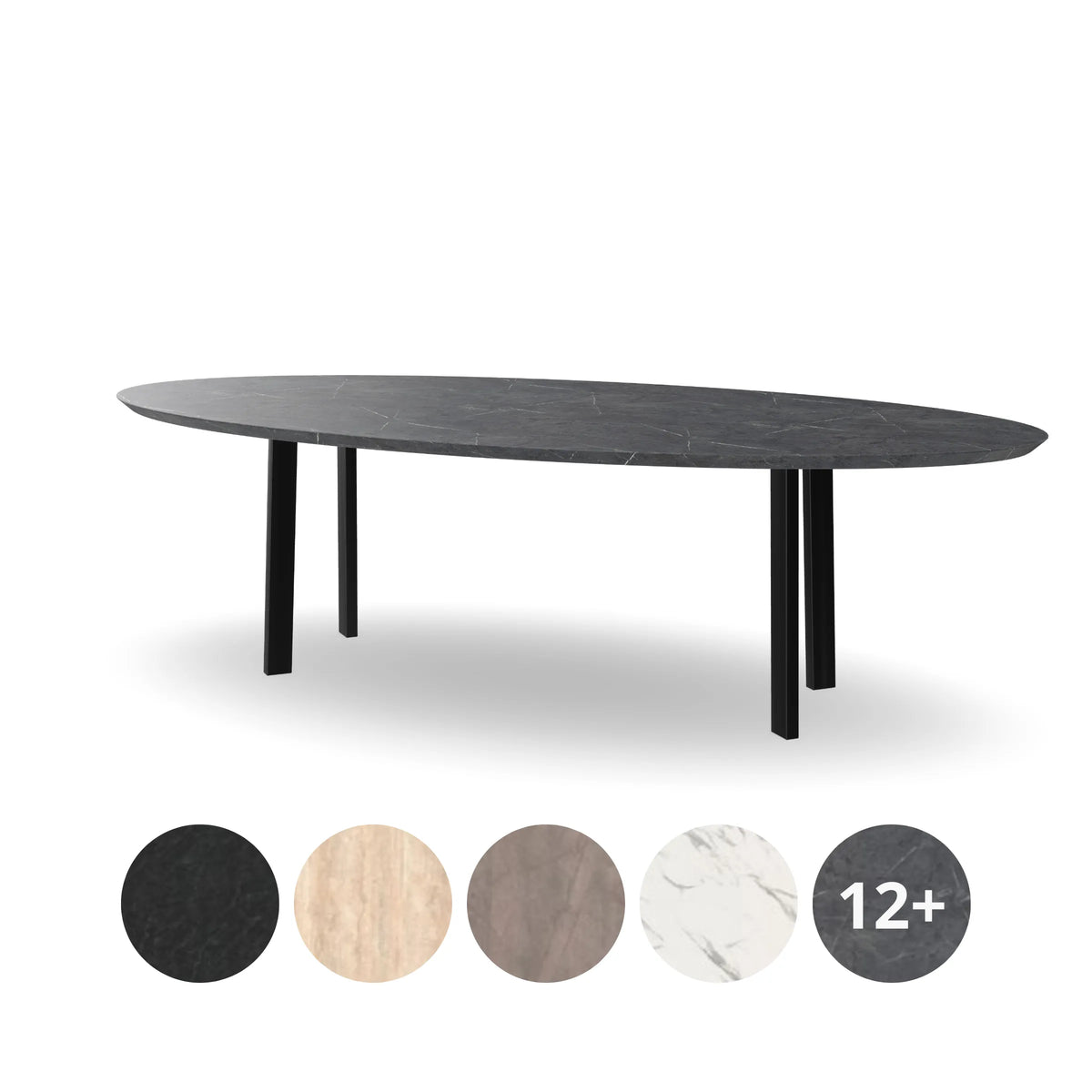 HPL Ovale Eettafel met Schuine i-poten