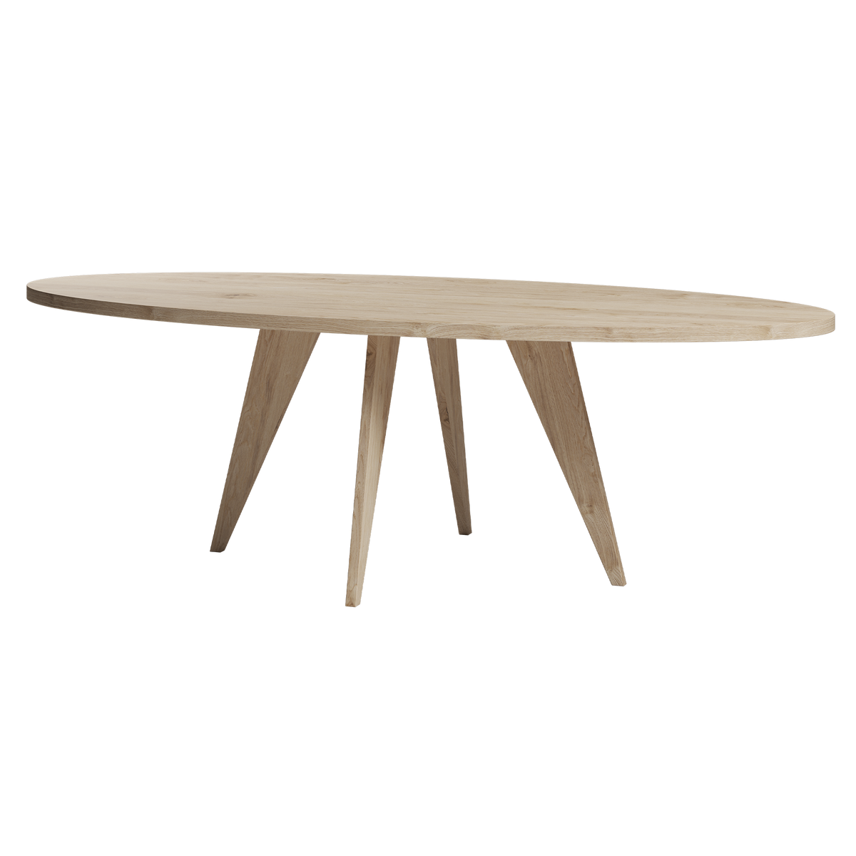 Ovale eettafel met Scandinavische eiken poten