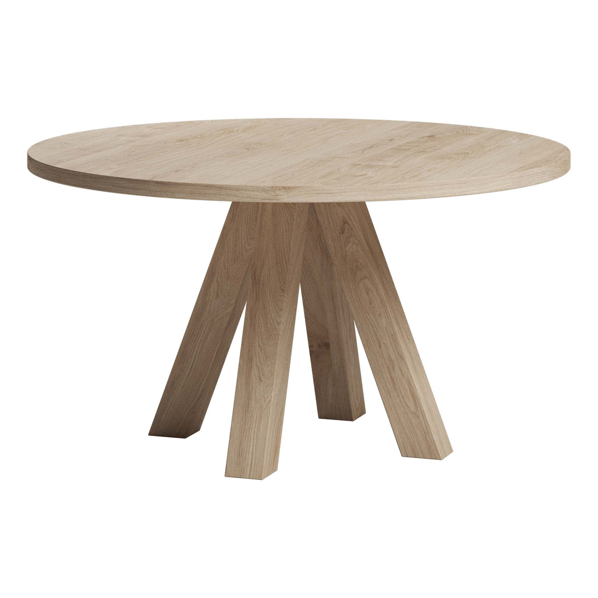 Ronde eettafel eiken met houten piramide poot