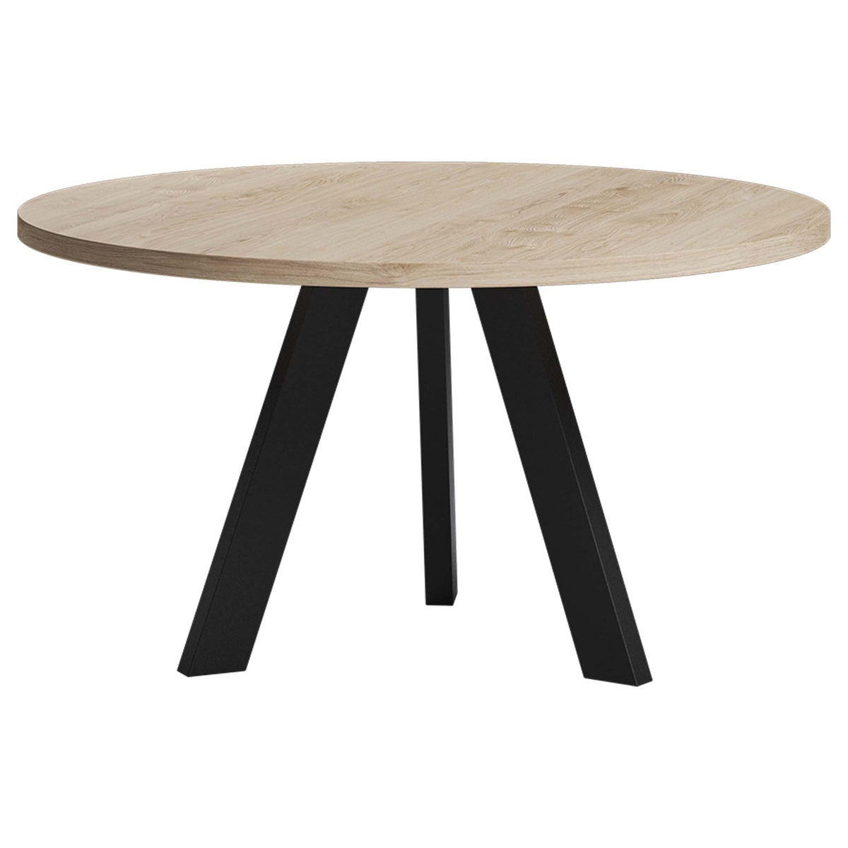 Ronde eettafel eiken met stalen Scandinavische poot