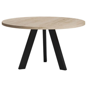 Ronde eettafel eiken met stalen Scandinavische poot