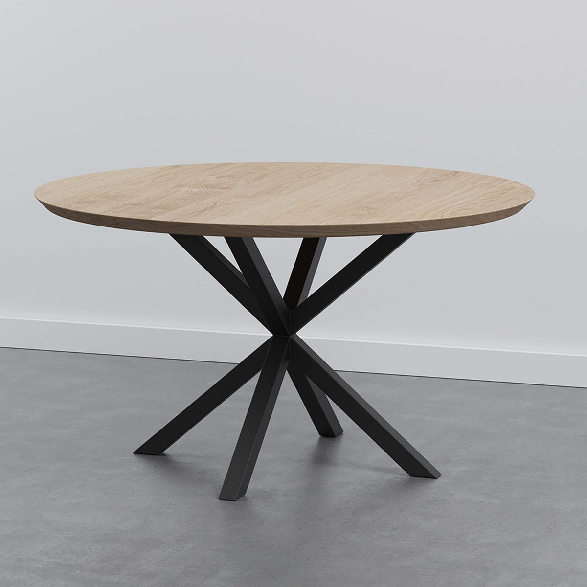 Ronde eettafel eiken met stalen spinpoot slim