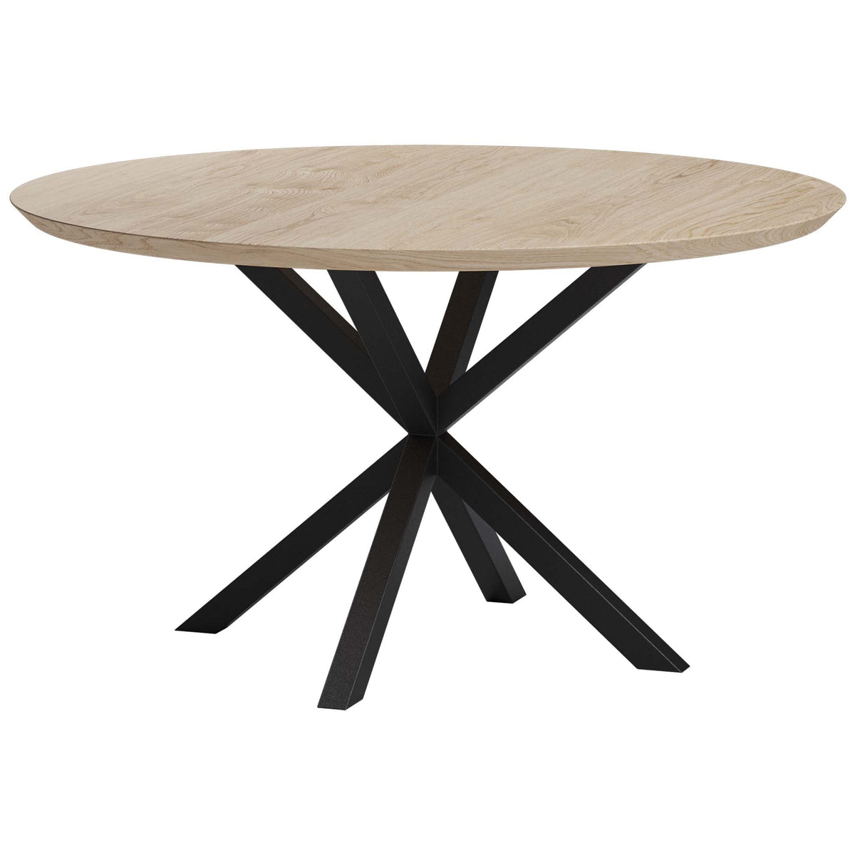 Ronde eettafel eiken met stalen spinpoot slim