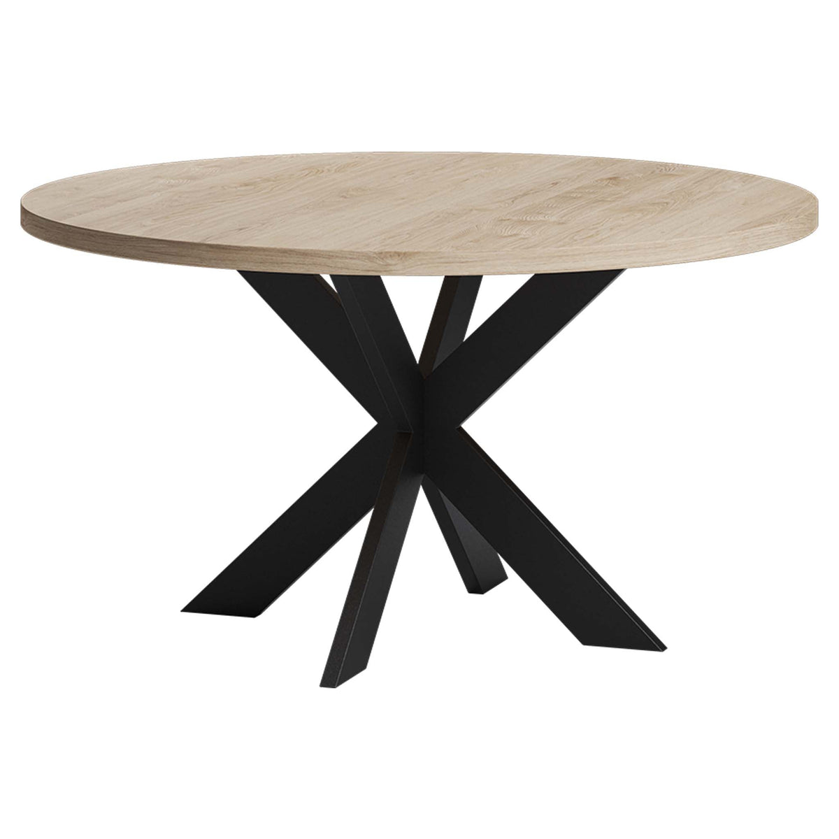 Ronde eettafel eiken met stalen spinpoot