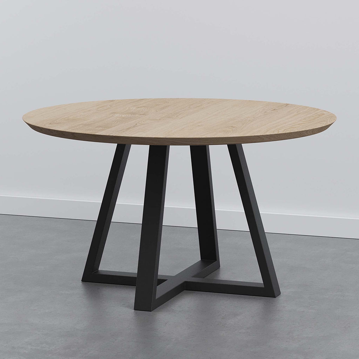 Ronde eettafel met schuine dubbele U poot