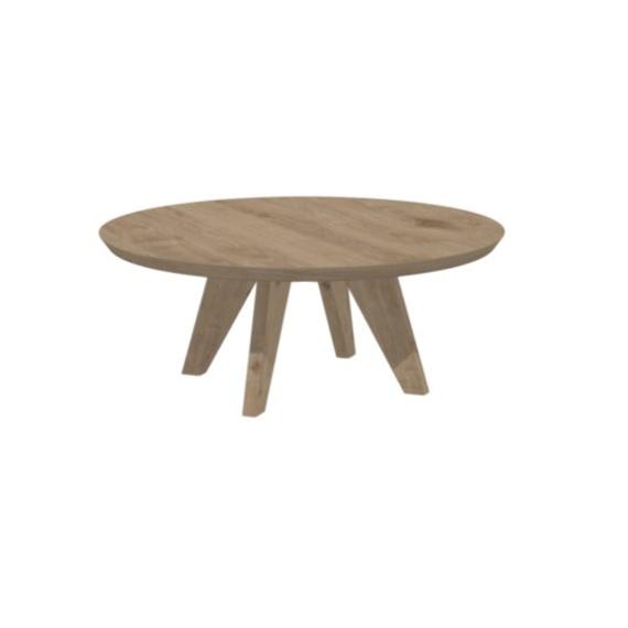 Ronde eiken salontafel met scandinavische houten poten