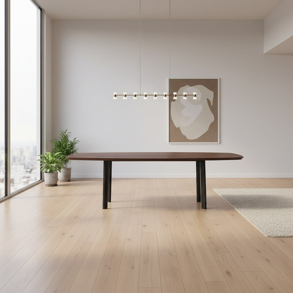 Notenhouten Deens Ovale Eettafel met Schuine i-poten