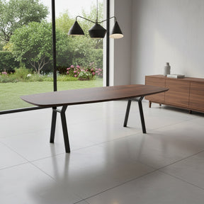 Notenhouten Deens Ovale Eettafel met H-poten