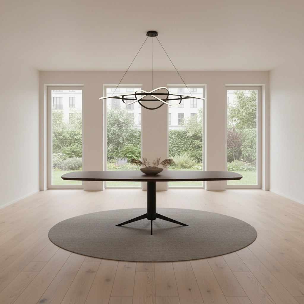 Notenhouten Deens Ovale Eettafel met Kolompoot Spider