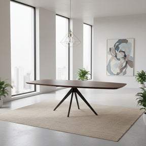 Notenhouten Deens Ovale Eettafel met Tapse Spinpoot