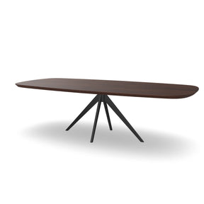 Notenhouten Deens Ovale Eettafel met Tapse Spinpoot