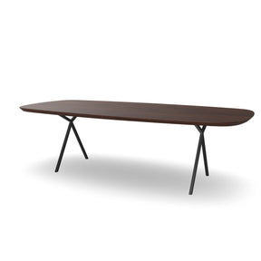 Notenhouten Deens Ovale Eettafel met X-poten - slim