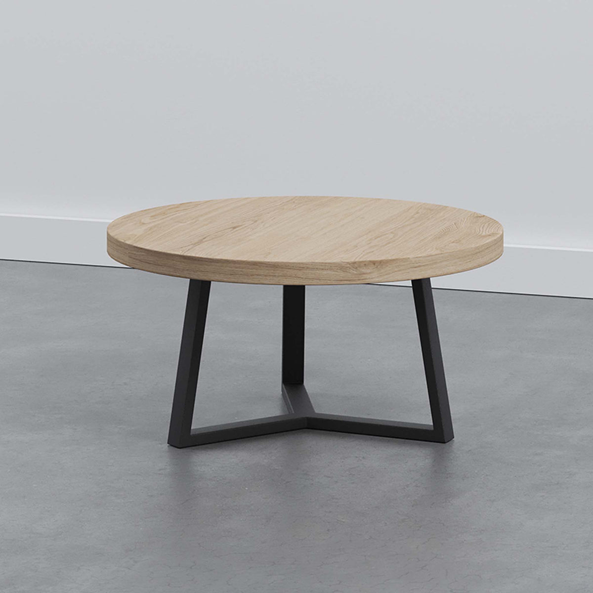 Ronde eiken salontafel met U poot